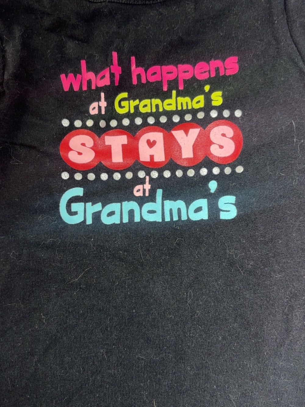 Source Unknown Kids Black Tee with Multicolor Grandma Graphic